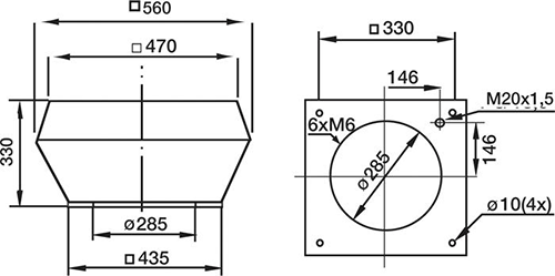 Габаритные размеры Зонты Systemair LGV 310/311 roof cowl
