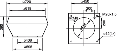 Габаритные размеры Зонты Systemair LGV 355/400 roof cowl