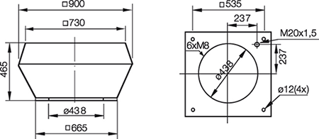 Габаритные размеры Зонты Systemair LGV 450-500 roof cowl