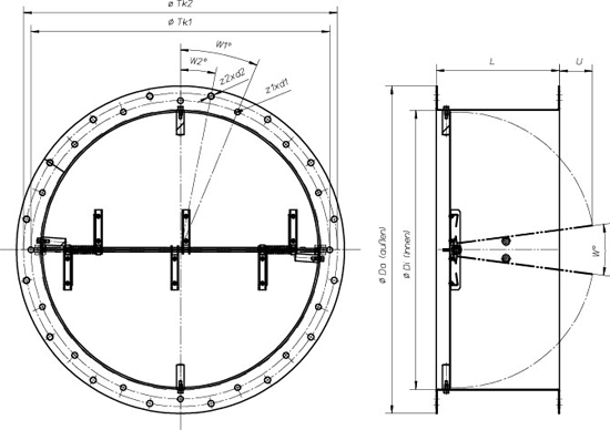 Габаритные размеры клапана Клапаны Systemair LRK-EX 1120 air oper. damper