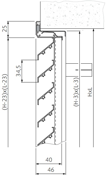 Габаритные размеры решетки Systemair PZAL-400x400-S Alum.louver