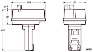 Габаритные размеры Systemair RVA 5-24A Actuator 0-10V