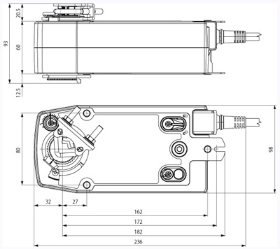 Габаритные размеры Systemair SF 24A-S2 Damper actuator