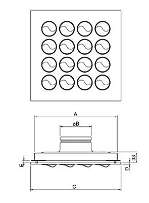 Габаритные  размеры диффузора Systemair Sinus-G-200-L Diffuser