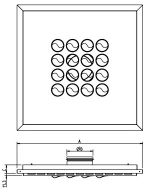 Габаритные  размеры диффузора Systemair Sinus-F-125-L Ceiling, 600x600