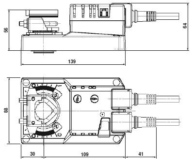 Габаритные размеры Systemair SM230A Damper actuator