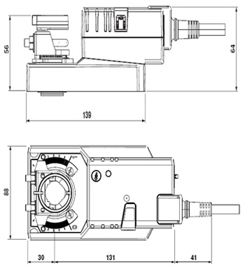 Габаритные размеры Systemair SM 230ASR Damper actuator