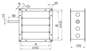 Габаритные размеры Клапаны Systemair SRKG 035/918-276 shutter valve