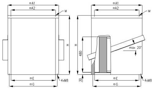 Габаритные размеры Шумоглушители Systemair SSVE/F 400 sock.silencer DVV