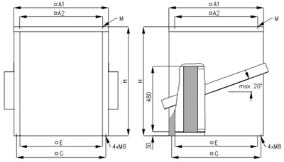 Габаритные размеры Шумоглушители Systemair SSVE 400 socket silencer DVV