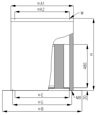 Габаритные размеры Шумоглушители Systemair SSV/F 400 Socket silencer DVV