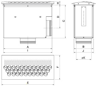 Габаритные  характеристики диффузора Диффузоры Systemair Sinus-BR-100 Nozzle Diffuser