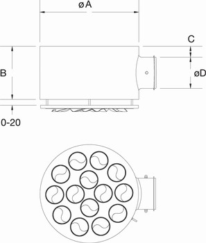 Габаритные  размеры диффузора Диффузоры Systemair Sinus-C-160 Nozzle Diffuser 30G