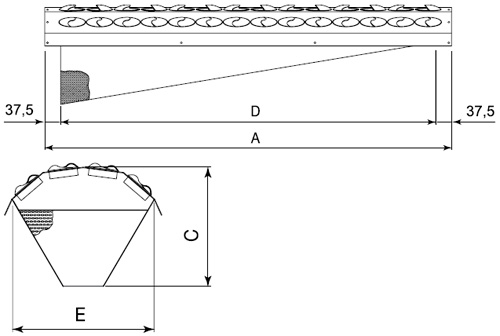 Габаритные  размеры диффузора Systemair Sinus-DC-1503 Nozzle Diffuser