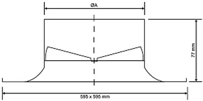 Габаритные характеристики диффузора Диффузоры Systemair CRS-T-400-600 SWIRL DIFFUSER