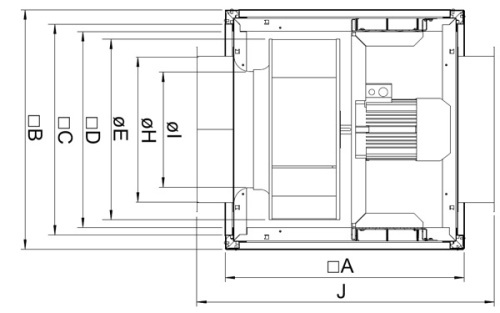 Габаритные размеры Systemair MUB/F 062 630D4-6 HT