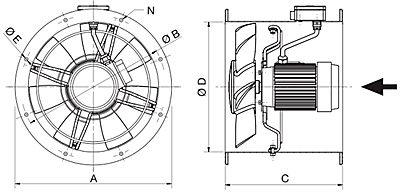 Габаритные размеры Soler&Palau TCBT/2-355/H-B E70 (230/400V50HZ)