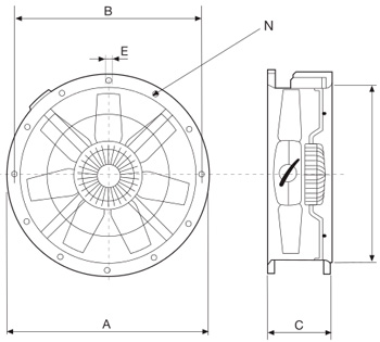 Габаритные размеры Soler&Palau TCBT/2-355/I-A E71 (220/380V50HZ)