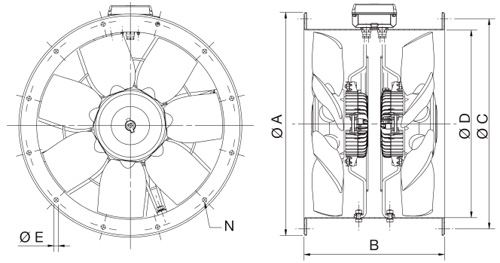 Габаритные размеры Soler&Palau TCBBX2/4-500 (230V50HZ)