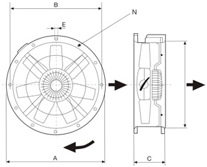 Габаритные размеры Soler&Palau TCFT/8-500/H- (400V50HZ)