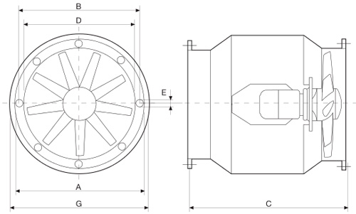 Габаритные размеры Soler&Palau TET/2-400 *400V50*
