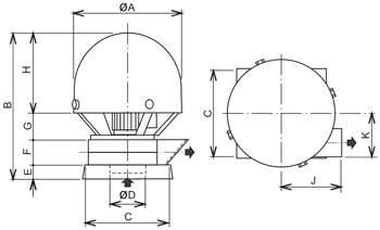 Габаритные размеры Soler&Palau TMPB/4-25A 0,25KW 230V50