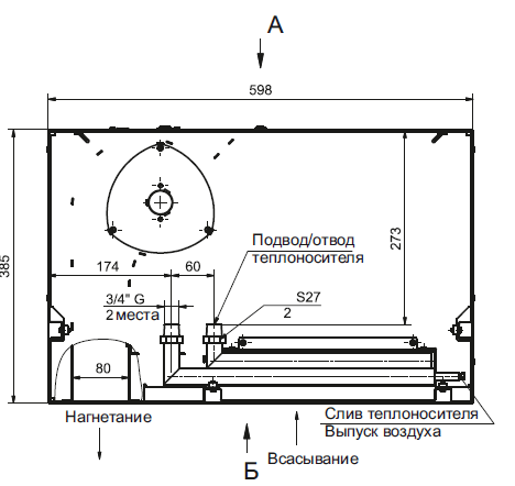Габаритные размеры завесы Тепломаш КЭВ-44П417W