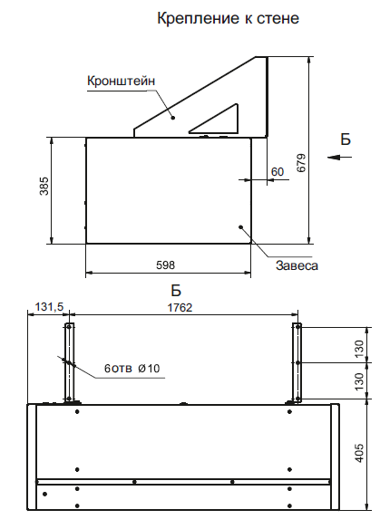 Габаритные размеры завесы Тепломаш КЭВ-98П419W