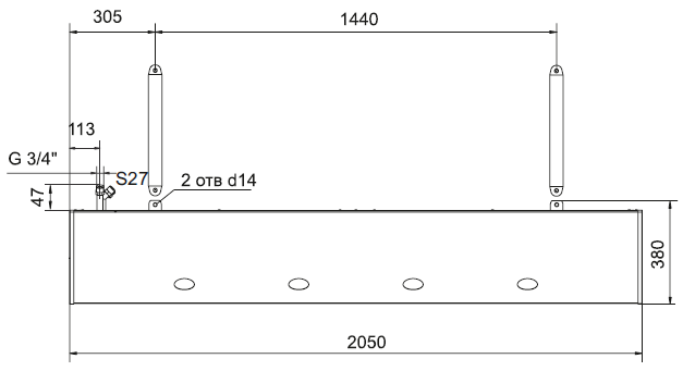 Габаритные размеры завесы Тепломаш КЭВ-110П615W