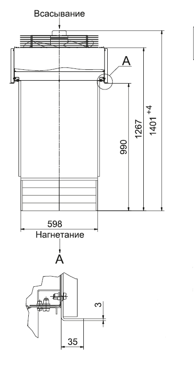 Габаритные размеры завесы Тепломаш КЭВ-П801А
