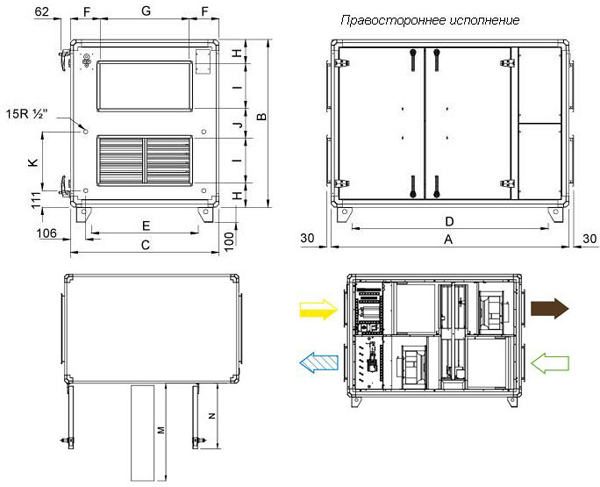 габаритные размеры агрегата Systemair TOPVEX SR04-L-CAV