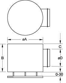 Габаритные  характеристики для диффузора Диффузоры Systemair TSP-100 Round ceiling diffuser 30G