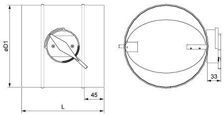 Габаритные размеры регулятора Systemair Tune-R-100-B Control damper
