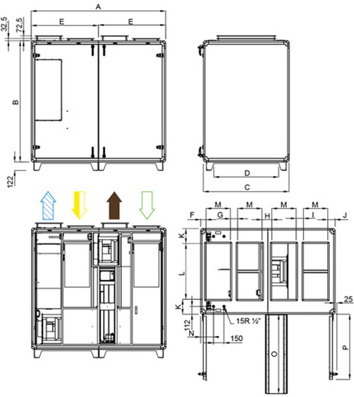 Габаритные размеры Systemair Topvex TR12 EL-L-CAV