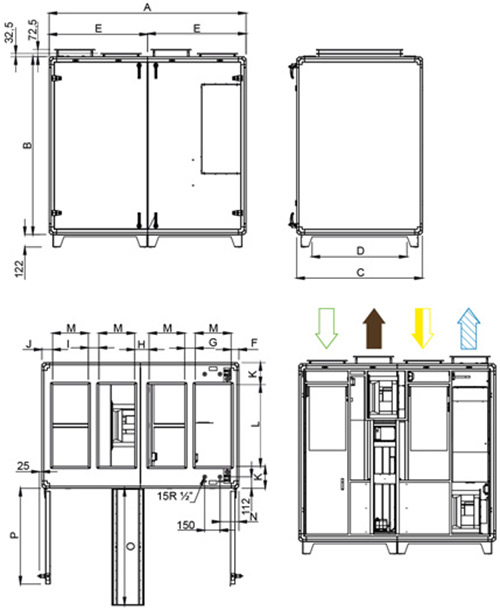 Габаритные размеры Systemair Topvex TR12 HWL-R-CAV
