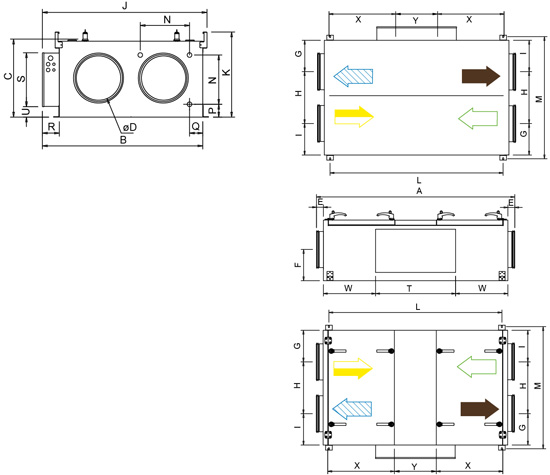Габаритные размеры агрегата Systemair Topvex FR03 HWL-L-CAV 230V 1~