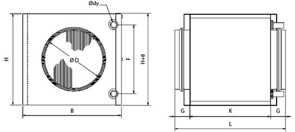 Габаритні розміри повітронагрівача Systemair VBC 200-2 Water heating batt