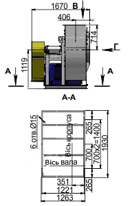 Габаритні розміри промислового вентилятора ВЦП 6-46 №10