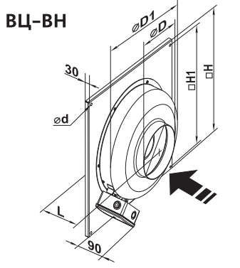 Габаритні розміри вентилятора Вентс ВЦ-ВН 100
