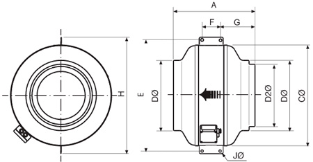 Габаритные размеры Soler&Palau VENT-355 L-T