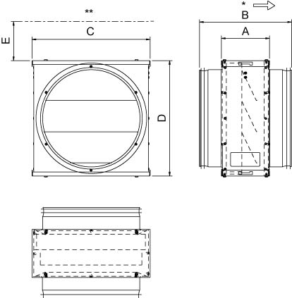 Габаритные размеры Обратные клапаны Systemair VKK-100 Back draft damper