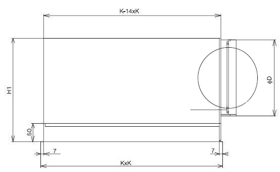 Габаритные размеры Шумоглушители Systemair VVK-0-P-H-1-Q-625/250 Plen.box