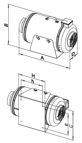 Габаритні розміри вентилятора Вентс ВКМІ 125 Б