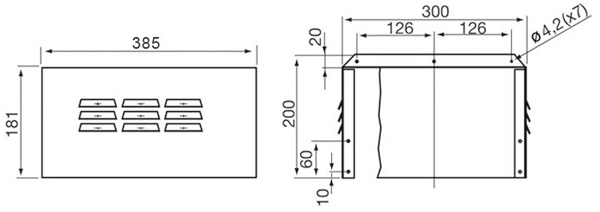 Габаритные размеры Крышки Systemair WSD/KBT-2 Weather roof for motor