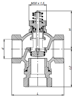 Габаритные размеры Клапаны Systemair ZTRB 40-20 valve 3-way