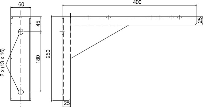 Габаритные размеры Systemair WBK 315/355 Wall bracket