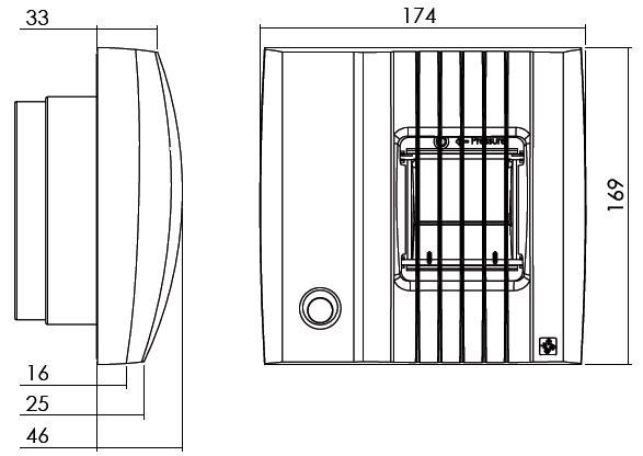 Габаритные размеры Клапаны Systemair BHC-100 Bathroom Damper