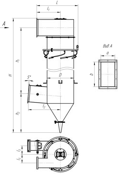 Габаритні розміри циклонів ЦВП-3