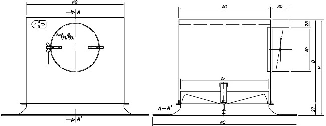 Габаритные размеры Камеры статического давления Systemair CRS-PB-400 Plenum Box