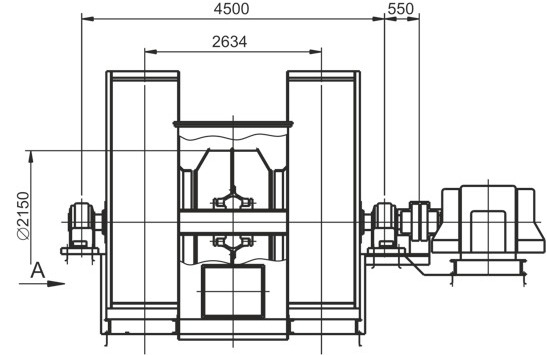Overall dimensions of the Dx2 21.5x2 w/motor AOD 800 kW 750 rpm smoke extractor